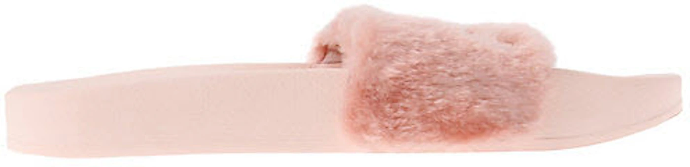PUMA Plush Slip On Slippers - Rose Pink Fuzzy Fur Slides - Womens