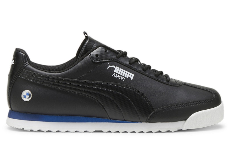 Pre-owned Puma Men's Roma Via Bmw Motorsport Black Sneakers In Black/cool Cobalt Blue