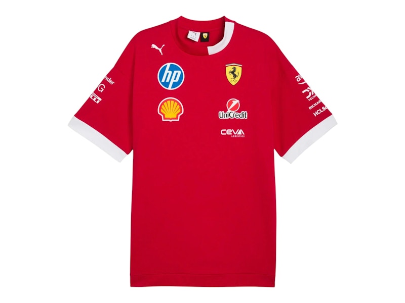 Puma Scuderia Ferrari Drivers Logo Crew Neck Short Sleeve T-Shirt Dark Cherry