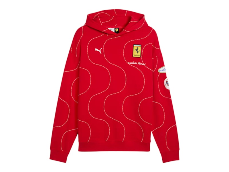 Pre-owned Puma Men's Scuderia Ferrari Hp Monza Hoodie In Rosso Corsa In Red
