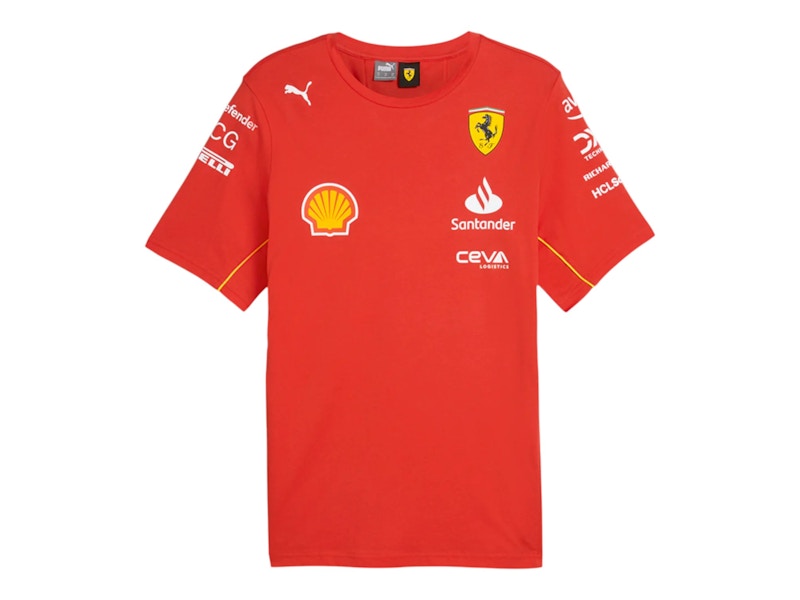Puma Scuderia Ferrari Team Logo Crew Neck Short Sleeve T-Shirt Burnt Red
