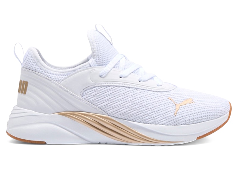 Pre-owned Puma Softride Ruby Luxe Femme White Gold (women's) Sneakers In  White/ Gold/gum