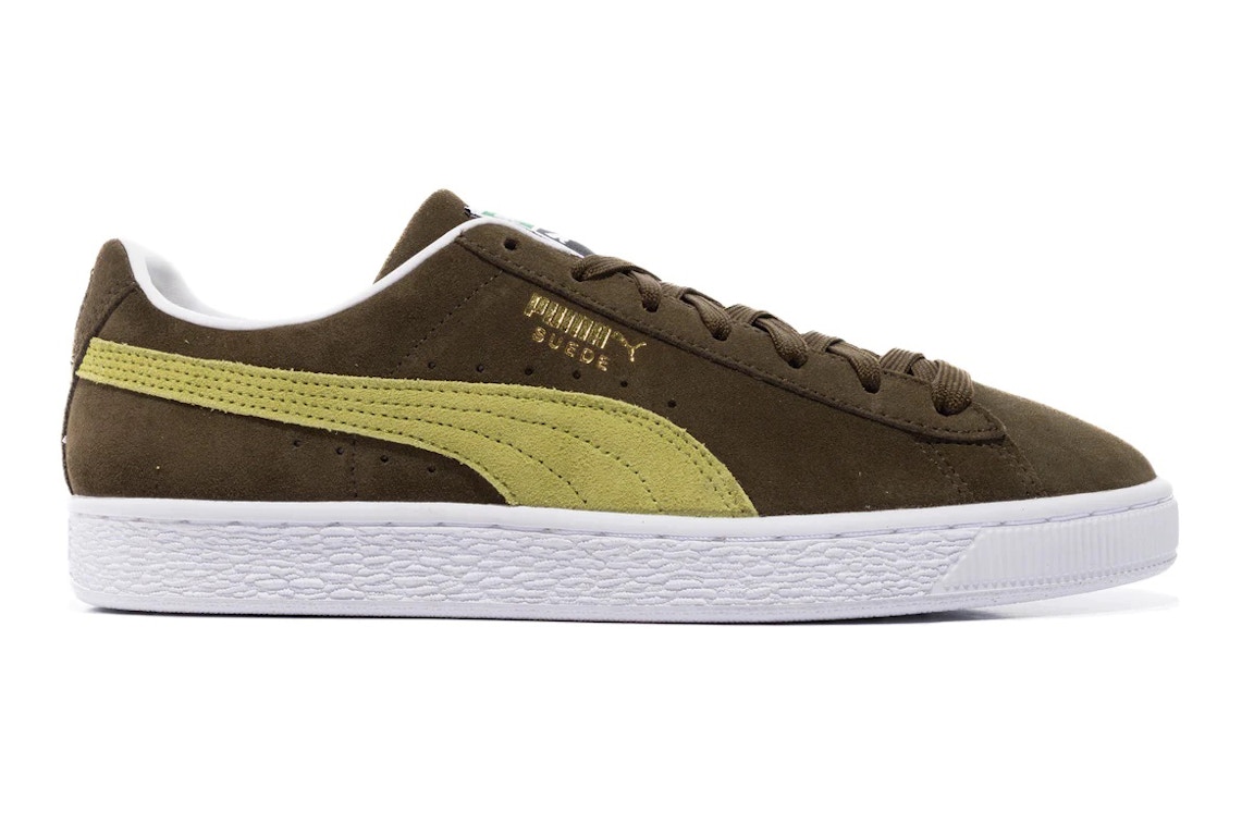Click to view more detailed imagery on our partner's website Pre-owned Puma Suede Classic Xxi Deep Olive In Deep Olive/tart Apple/white