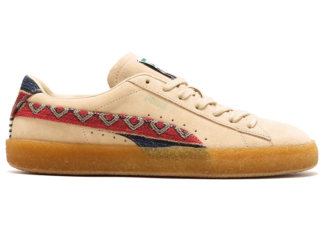 Pre-owned Puma Suede Crepe Pattern Light Sand In Light Sand/gum/red
