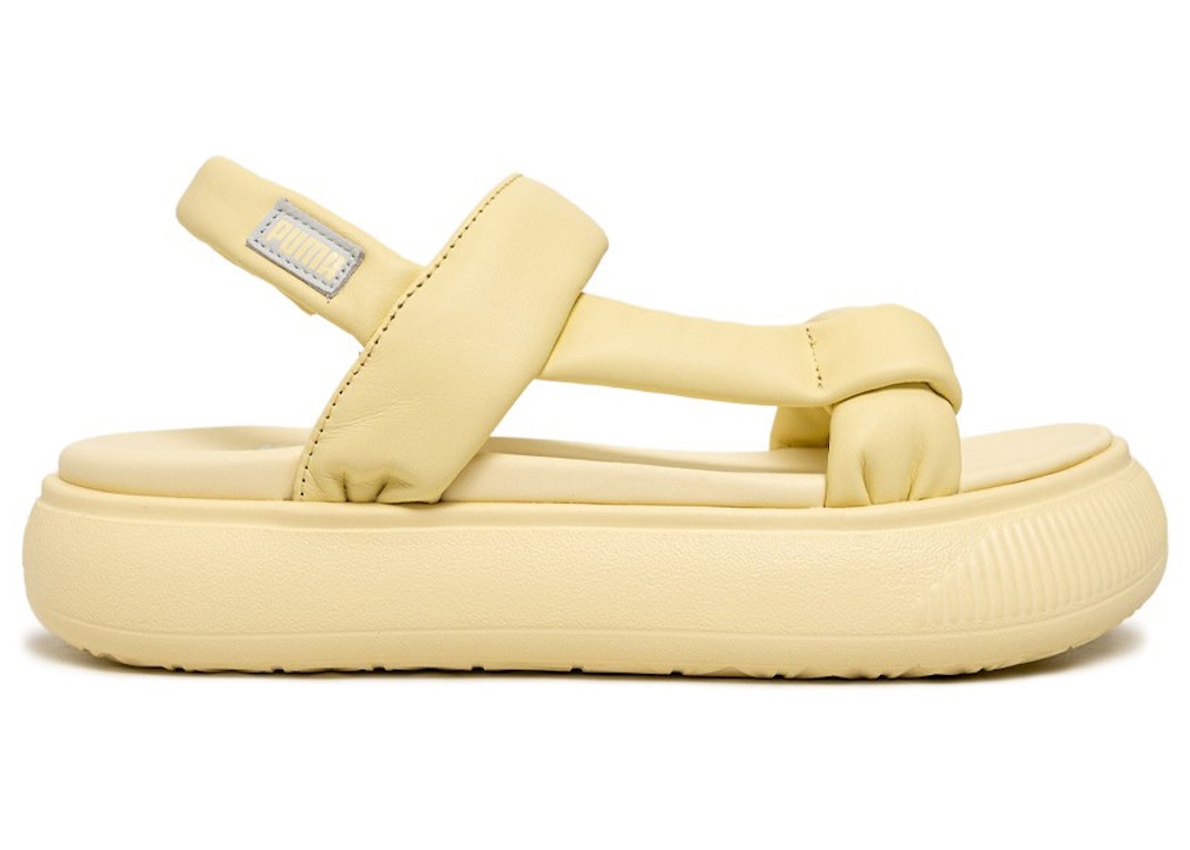 Pre-owned Puma Suede Mayu Summer Sandal Yellow Anise Flower (women's) In Yellow/anise Flower/ White
