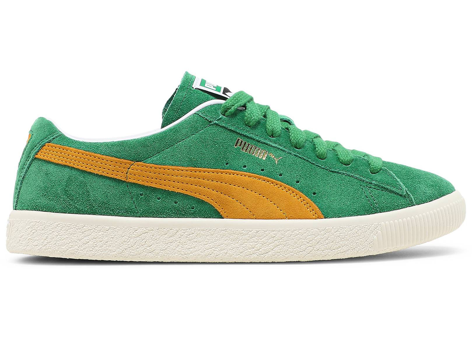 puma suede green and white