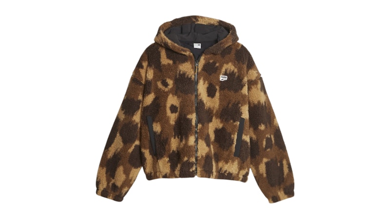Puma Women's Downtown Animal Print Sherpa Full Zip Jacket