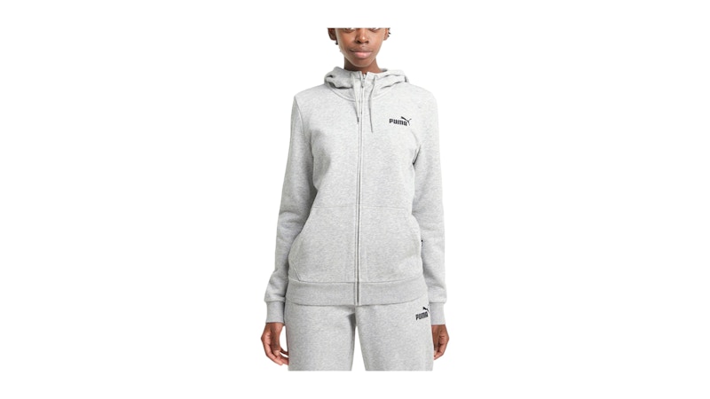 Puma Sudadera Sudadera Puma Suede Logo Full-Zip Para Mujer Gris