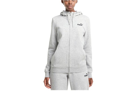 Puma Sudadera Sudadera Puma Suede Logo Full-Zip Para Mujer Gris