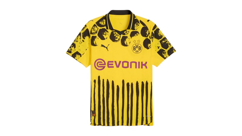 Men's Puma x Kidsuper Borussia Dortmund Authentic Soccer Jersey in Faster Yellow/Puma Black