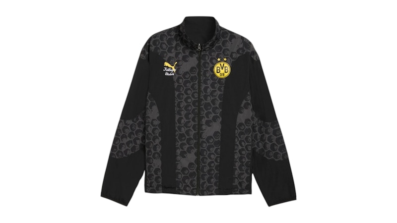 Men's Puma x Kidsuper Borussia Dortmund Reversible Full Zip Jacket in Puma Black/Faster Yellow