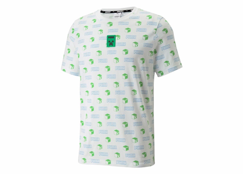 Pre-owned Puma Men's  X Minecraft Aop Tee Shirt In White