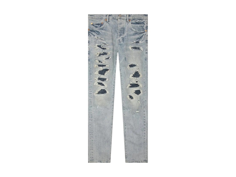 Lilafarbene Skinny-Jeans von Brand mit tiefem Bund, Hellindigoblau