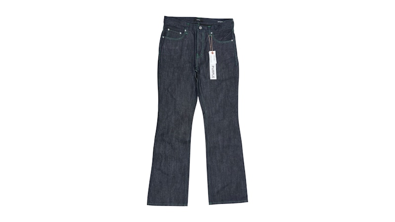 Pre-owned Purple Brand Men's  P026flrw425 Bootcut Raw Jeans In Dark Indigo