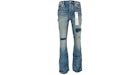 Brand Patch Repair Flare-Jeans, mittelblau, lila