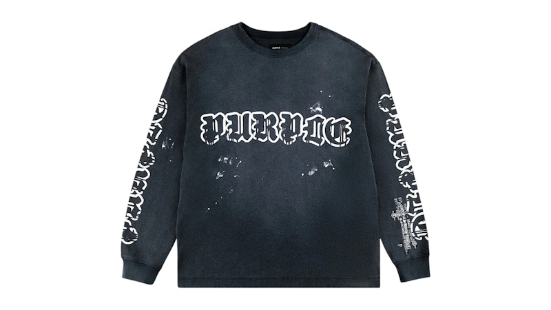 Purple Brand Textured Jersey L/S Tee Black メンズ - FW24 - JP