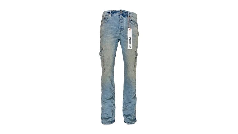 Purple Brand Worn Light Indigo Cargo Jean Light Indigo Men's Purple Brand Worn Light Indigo Cargo Jean Light Indigo Men's