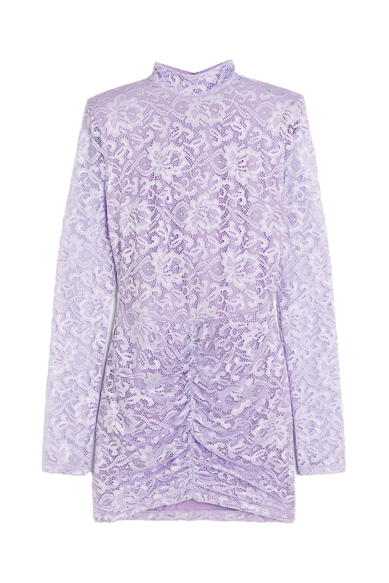 lace puff dress Lovers Lane Lace Trim Puff Sleeve Dress White main image 1