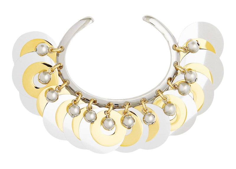 Pre-owned Rabanne Women's  H&m Beaded Discembellished Bangle In Silver/gold In Multi