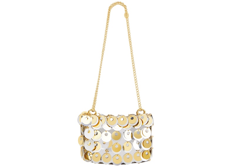 Rabanne H M Disc Embellished Shoulder Bag Silver Gold in Polyester