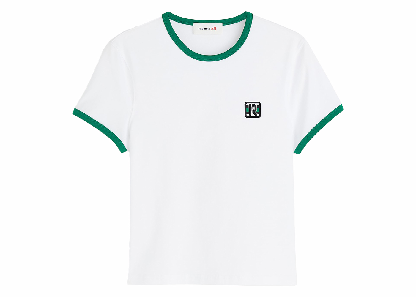 White t shirt sales with green trim