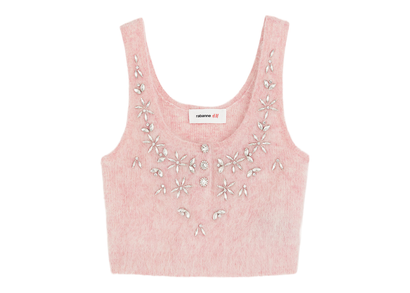 Rabanne H&M Embellished Mohair-Blend Tank Top Pink - FW23 - US