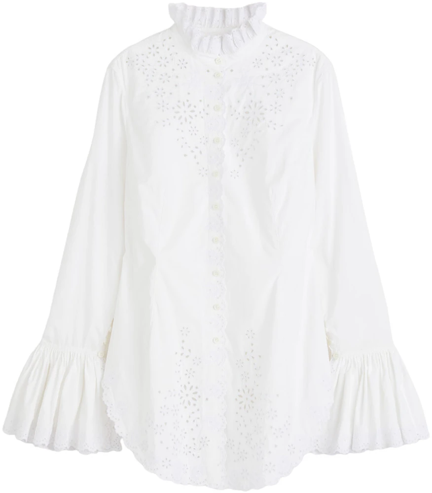 Rabanne H&M Eyelet Embroidered Poplin Shirt White - FW23 - US