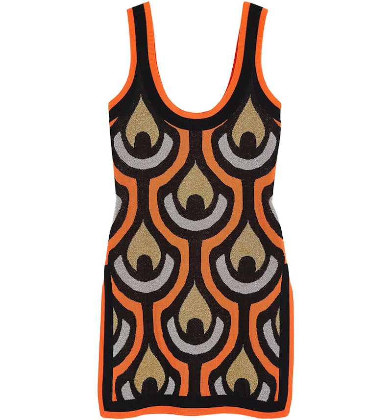 Rabanne H&M Glittery Jacquard-Knit Mini Dress Orange Multicolor - FW23 - US Rabanne H&M Glittery Jacquard-Knit Mini Dress Orange Multicolor - FW23 - US