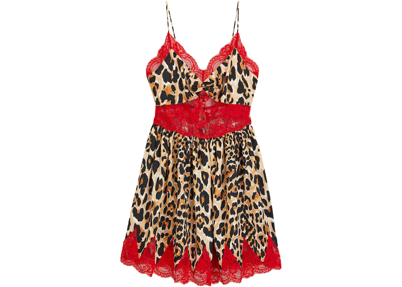 Rabanne H&M Lace-Trimmed Satin Slip Dress Leopard-Print - FW23 - US Rabanne H&M Lace-Trimmed Satin Slip Dress Leopard-Print - FW23 - US