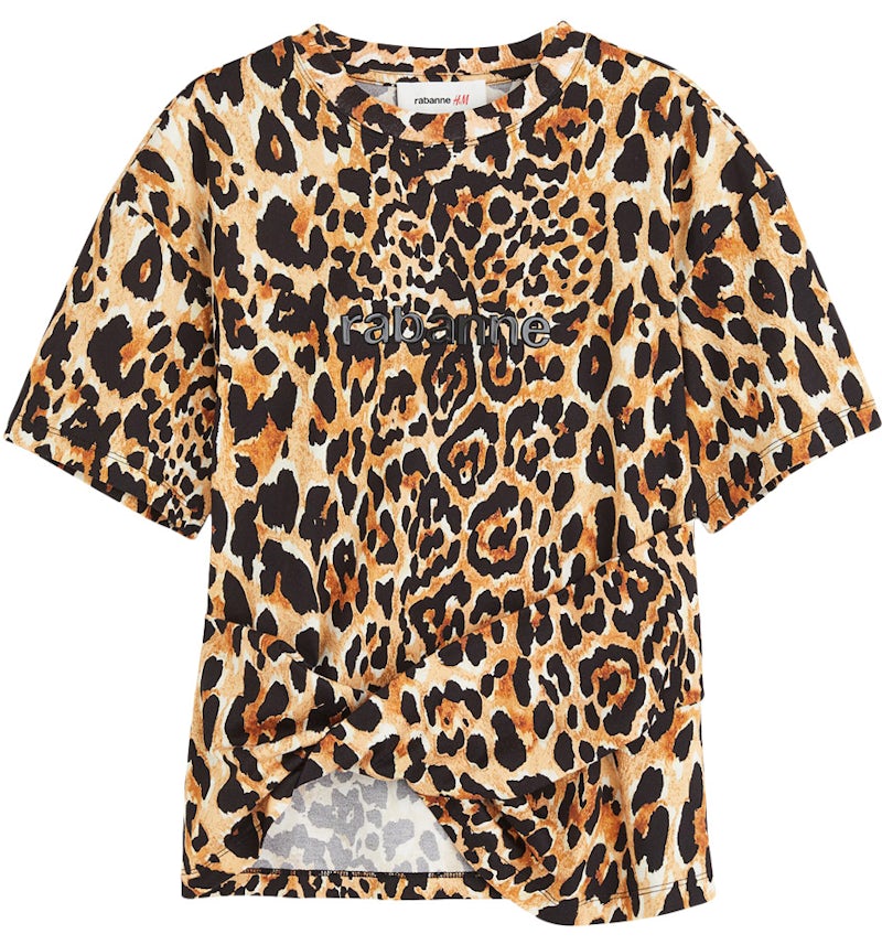Rabanne H&M Leopard-Print Twist-Detail T-Shirt Leopard-Print