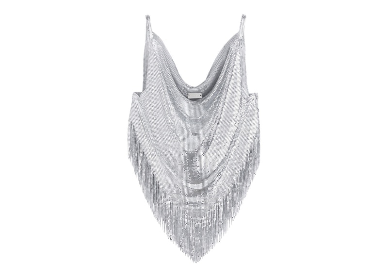 Rabanne H M Metal Mesh Top with Fringe Silver FW23 US