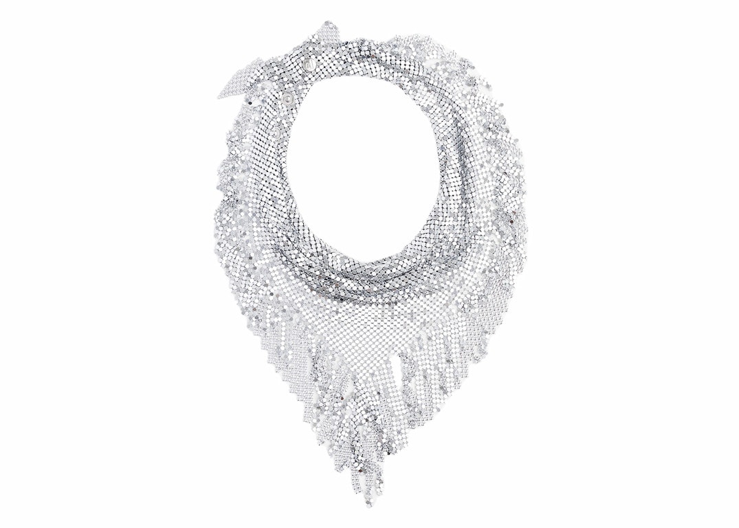 Pre-owned Rabanne H&m Metal-mesh Triangle Scarf With Fringe (mens) Silver