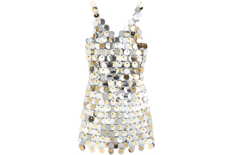 Rabanne H&M Sequin-Disc Mini Dress Silver/Gold - FW23 - US Rabanne H&M Sequin-Disc Mini Dress Silver/Gold - FW23 - US