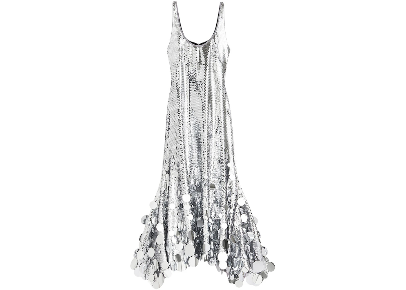 Rabanne H&M Sequined Flared-Skirt Dress Silver