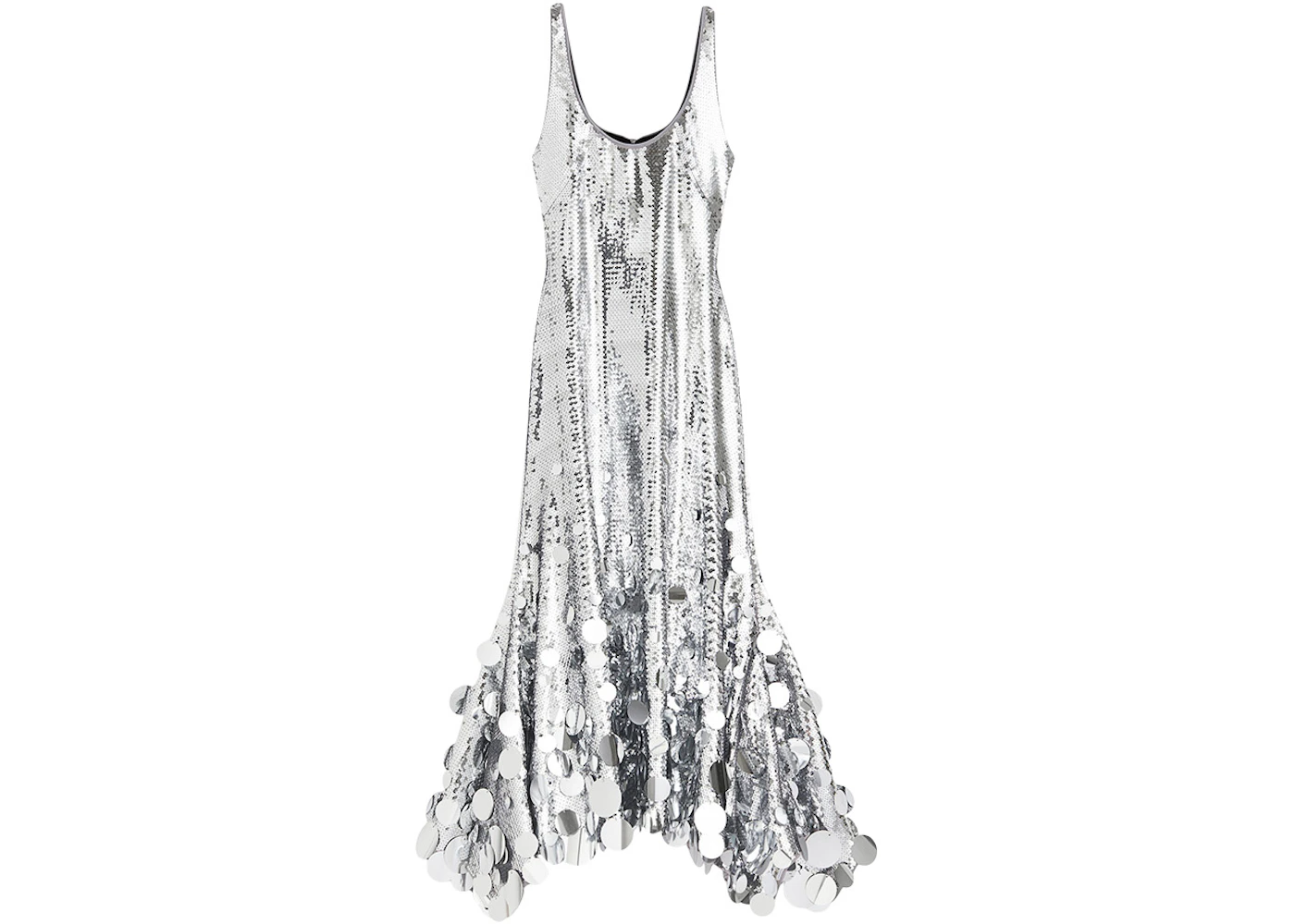 Rabanne H&M Sequined Flared-Skirt Dress Silver - FW23 - US Rabanne H&M Sequined Flared-Skirt Dress Silver - FW23 - US
