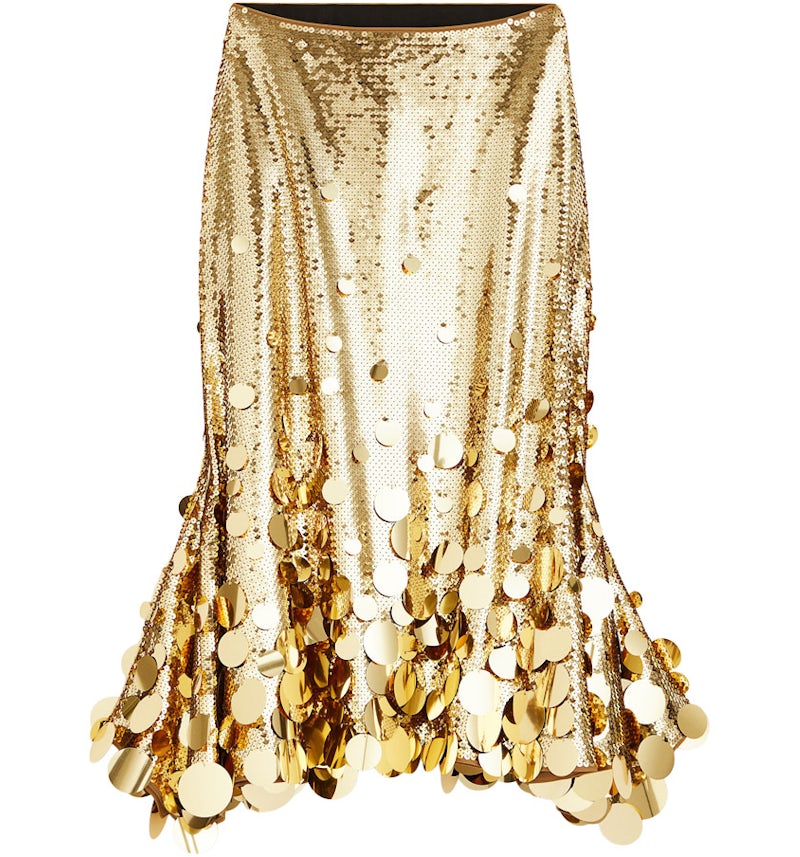 Falda de vuelo Rabanne H&M Sequined en dorado FW23 MX