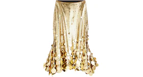 Rabanne H&M Sequined Flared Skirt Gold