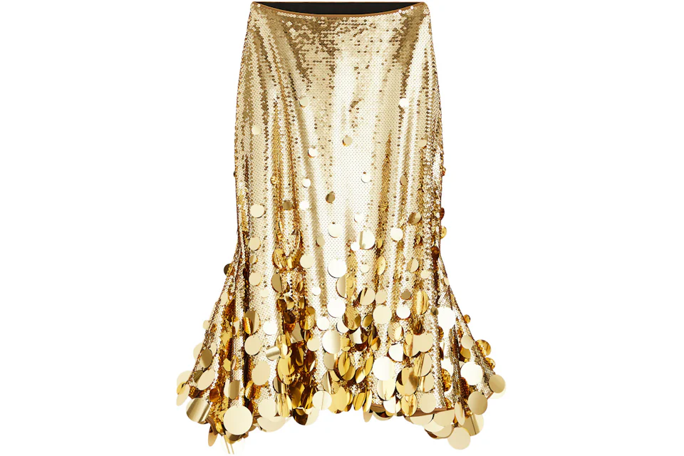 Rabanne H&M Sequined Flared Skirt Gold - FW23 - GB