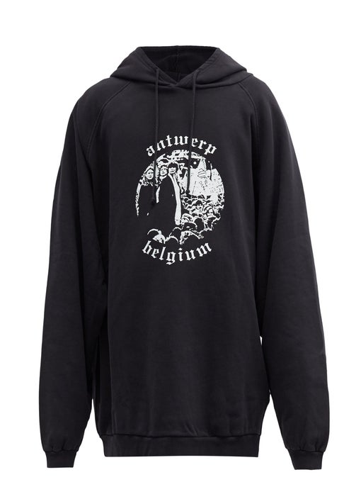 Raf Simons Archive Redux AW01 Antwerp-Print Cotton-Jersey Hooded