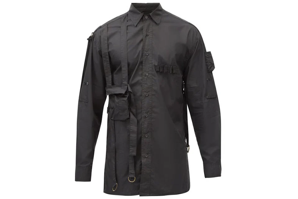 Raf Simons Archive Redux SS03 Buckled-Strap Cotton Shirt Black