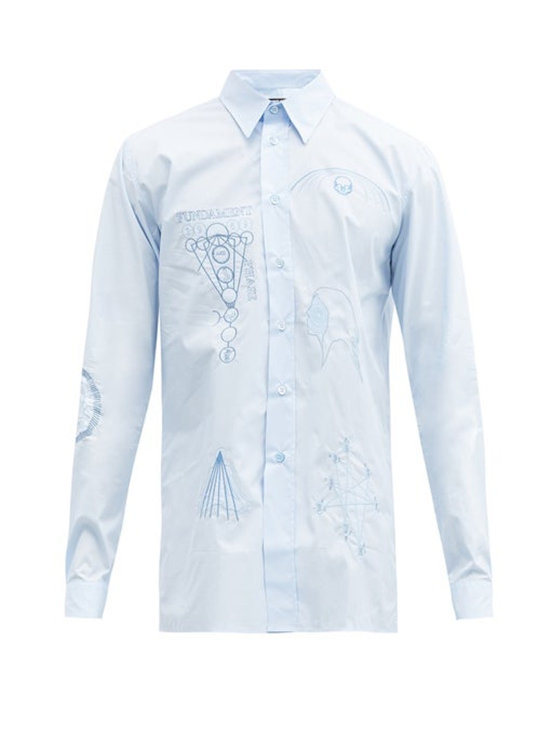 Raf Simons Archive Redux SS03 Embroidered Shirt Blue Men's - SS21 - US