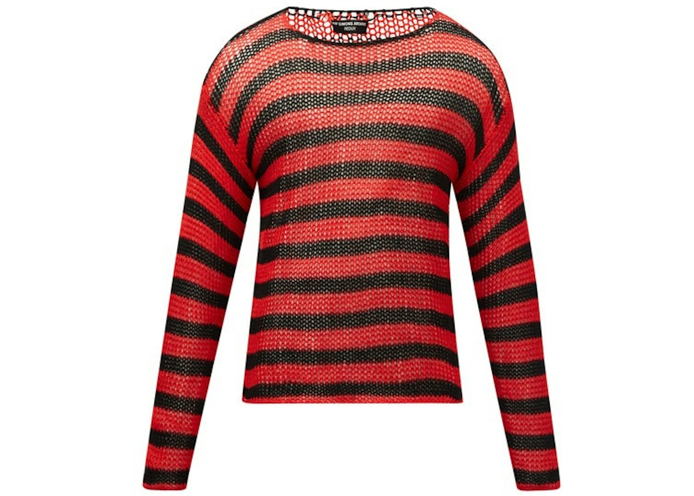 Raf Simons Archive Redux SS97 Striped Open Knit Cotton Sweater Red