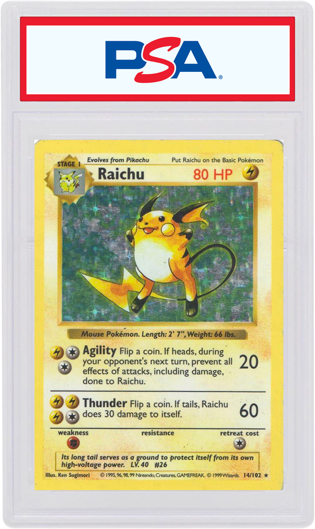 Raichu-Holo 1999 Pokemon TCG Base Set Shadowless #14/102 - 1999 - US
