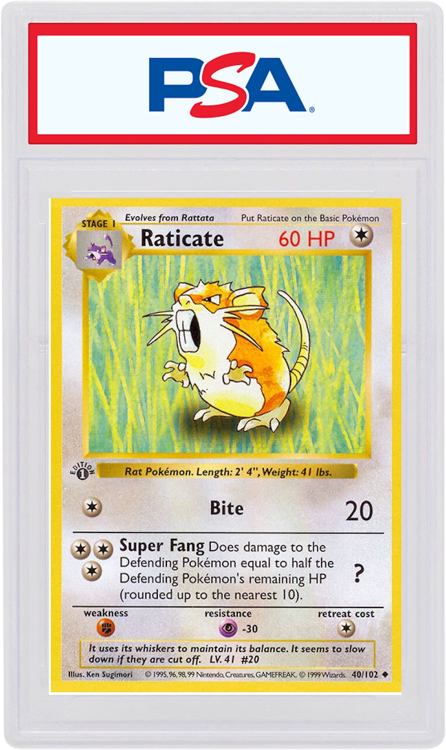 Raticate 1999 Pokemon TCG Base Set 1st Edition #40/102 - 1999