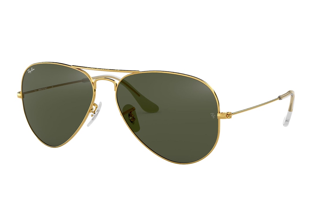 Pre-owned Ray Ban Ray-ban Aviator Classic Non-polarized Sunglasses Polished Gold Frame/green Classic G-15 Lens (rb3025 In Polished Gold Frame/green Classic G-15 Lens (rb3025 L0205 58-14)