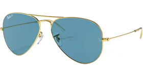 Ray-Ban Aviator Sunglasses Matte Gold/Blue Mirror (RB3025)