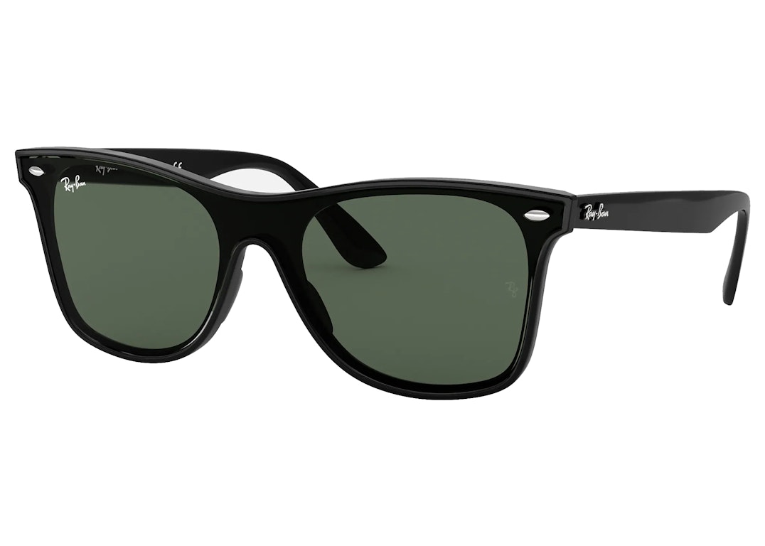Pre-owned Ray Ban Ray-ban Blaze Wayfarer Sunglasses Gloss Black/green (rb4440n)