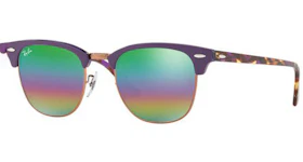 Ray-Ban Oval Flat Sunglasses Matte Shiny Havana/Green Rainbow