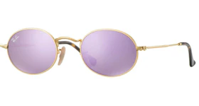 Ray-Ban Oval Flat Sunglasses Polished Gold/Lilac