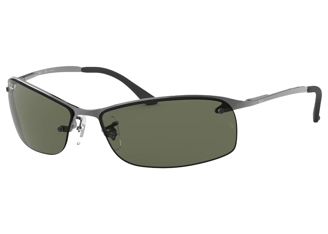 Pre-owned Ray Ban Ray-ban Rb3183 Sunglasses Polished Gunmetal/green (rb3183)